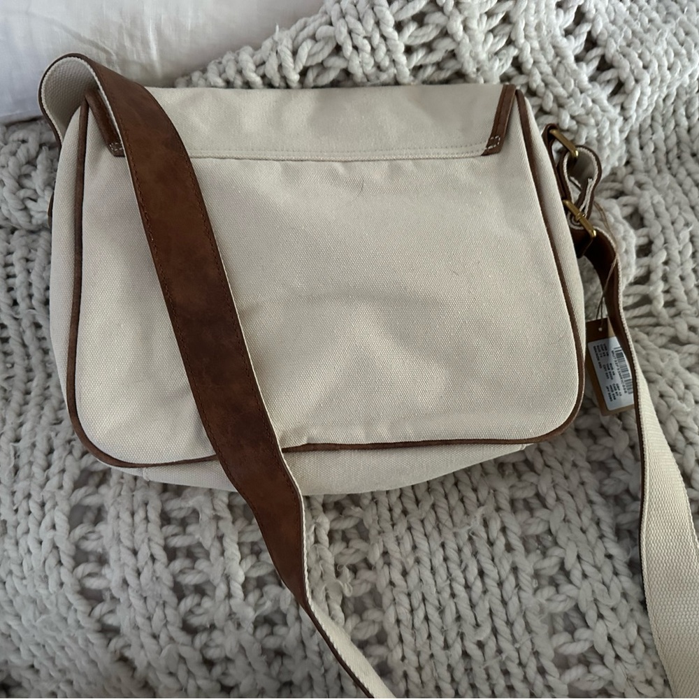 Brandy Melville Beige and Tan Crossbody Tote - Picture 2 of 3